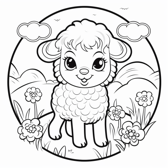 ציור של כבשה לצביעה
