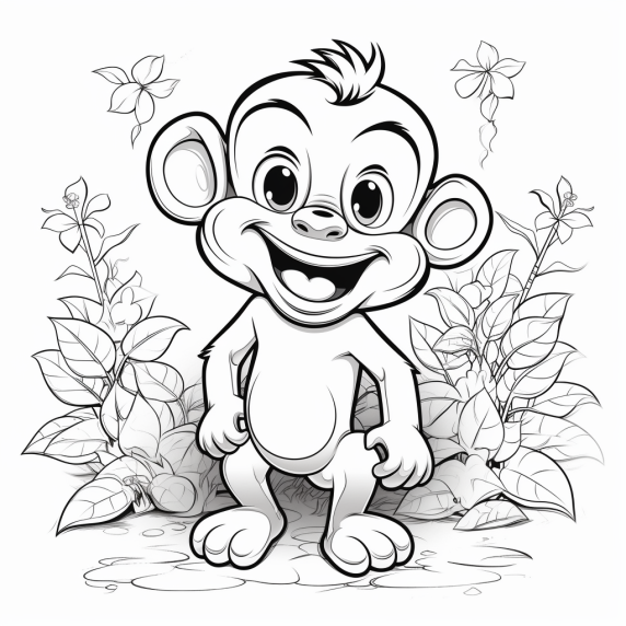 ציור קוף לצביעה