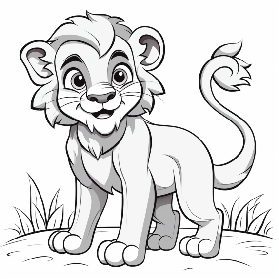 אריה מצויר לצביעה