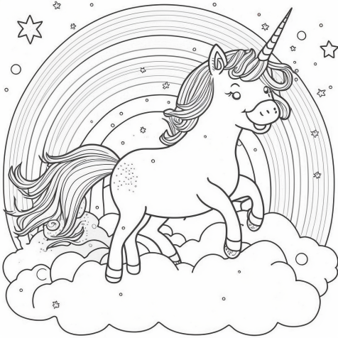 דף צביעה חד קרן לילדים