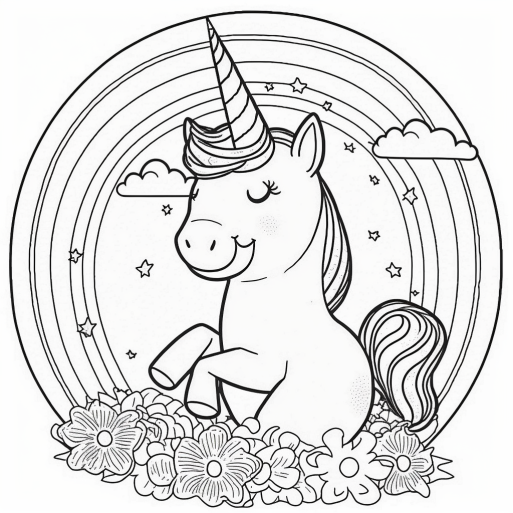 חד קרן פרחים וקשת בענן