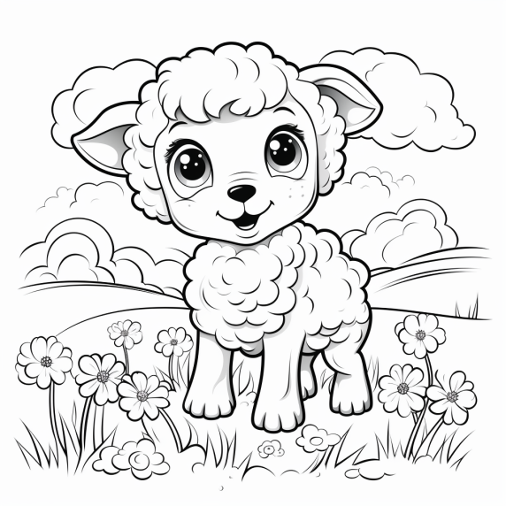 ציור של כבשה לצביעה