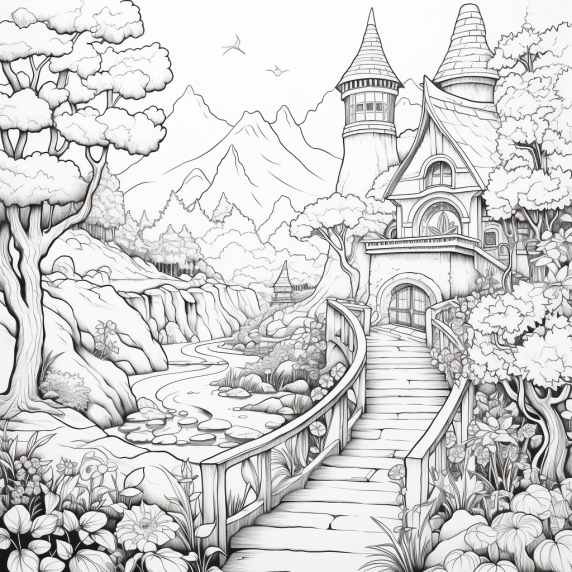 ציור נופים לצביעה