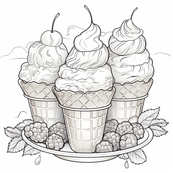 דף צביעה גלידה