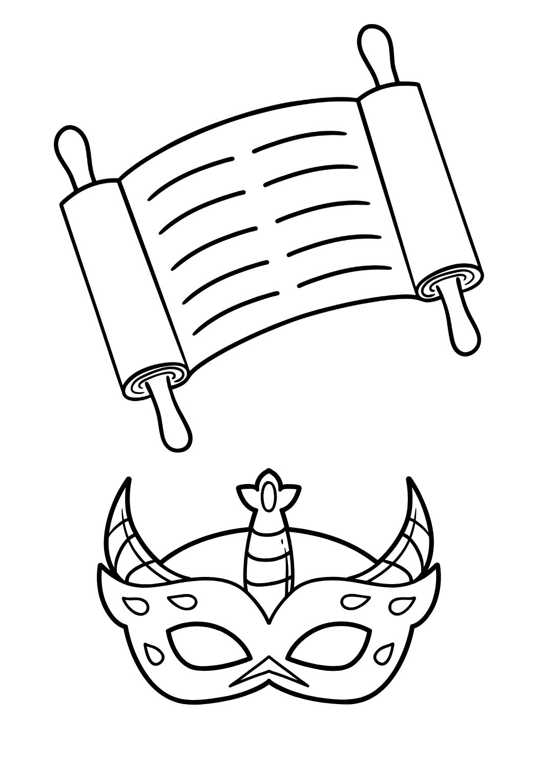 דף צביעה מגילת אסתר ומסיכה